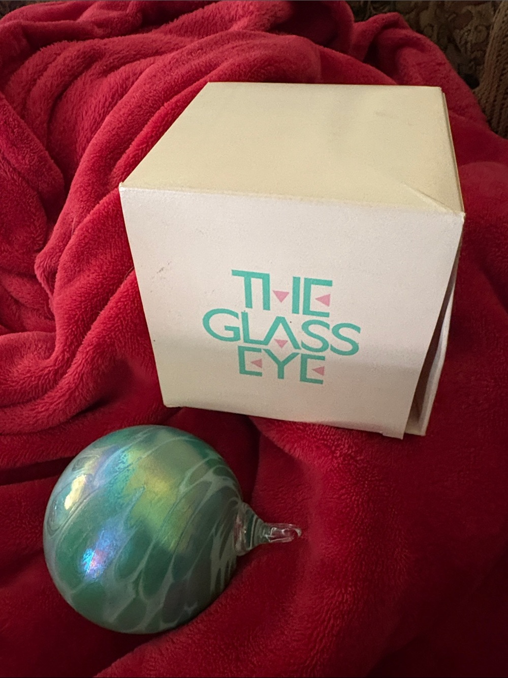 The Glass Eye Mt. St. Helens Teal Iridescent Glass Ornament - Decorative Sphere